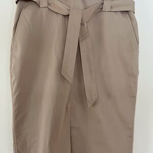 Tan High-Waisted Belted Skirt